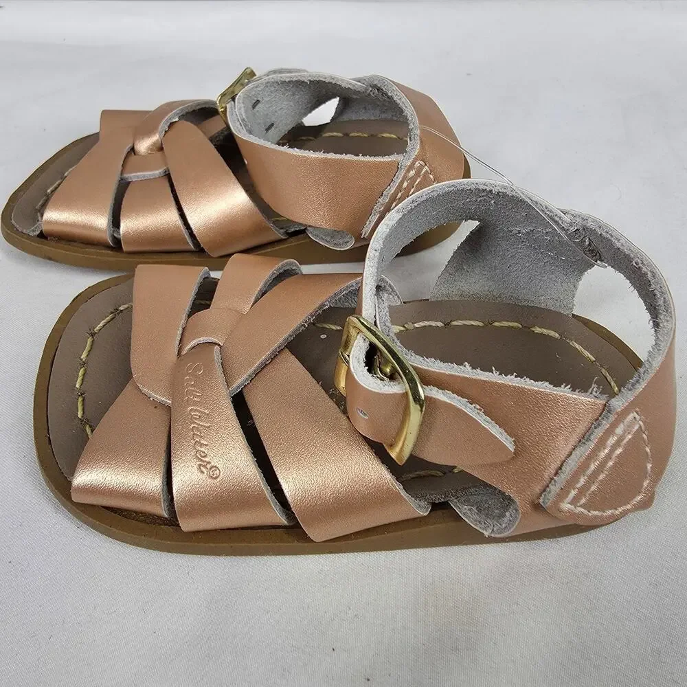 THE ORIGINAL SALT WATER HOOK & LOOP SANDALS – ROSE GOLD – TODDLER SIZE 3
